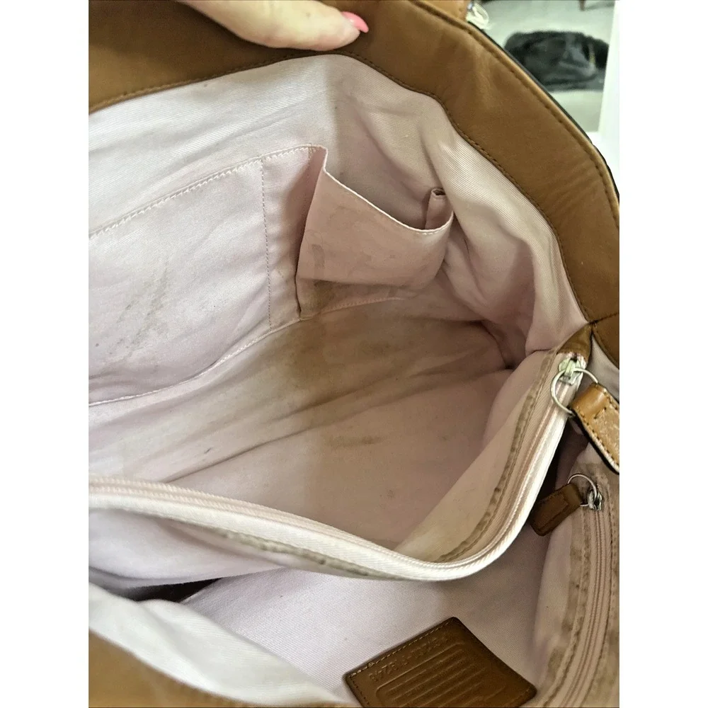 Coach Soho Shoulder Bag East West Cream Leather Y2K Carry All Tote F19248 *READ